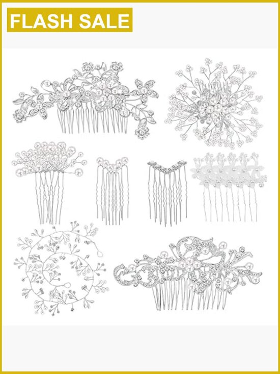 44pcs Pearl Crystal Hair Accessories Set - Bridal Prom U-Shaped Clips main image 6
